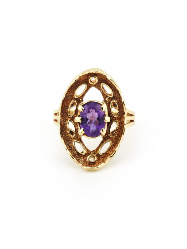 Retro Ring mit Amethyst 585er Gold (5)