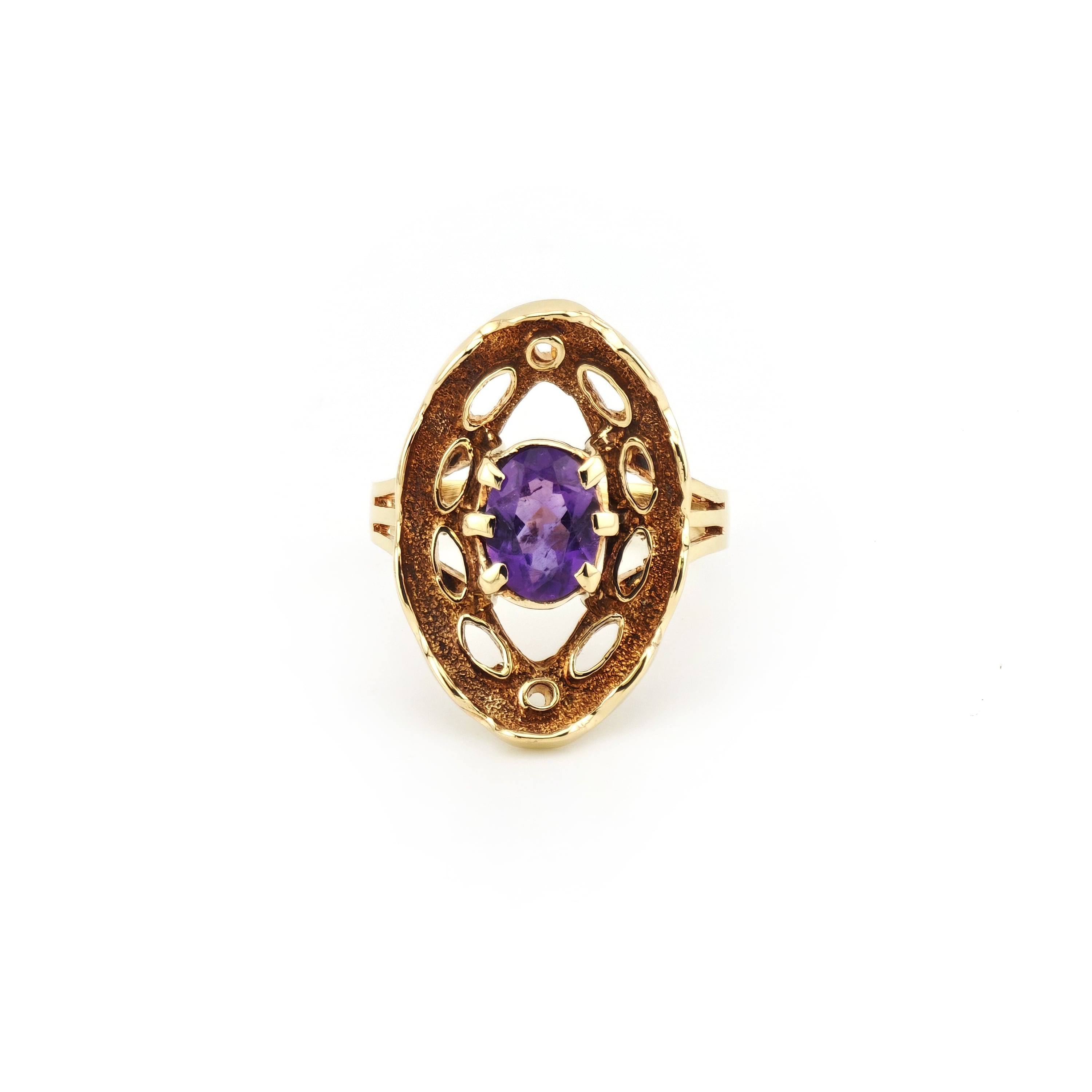 Retro Ring mit Amethyst 585er Gold (5)