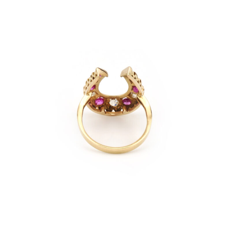 Rubin Hufeisenring 585er Gold mit Diamant 0,25 ct. 4 Rubin Hufeisenring 585er Gold mit Diamant 0,25 ct.