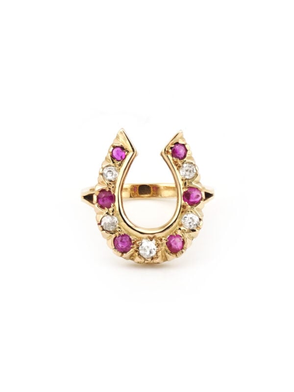Rubin Hufeisenring 585er Gold mit Diamant 0,25 ct (5)