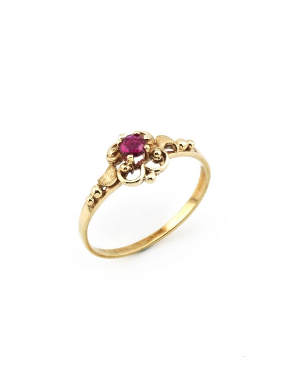 Rubin Kleeblatt Ring 585er Gold um 1970