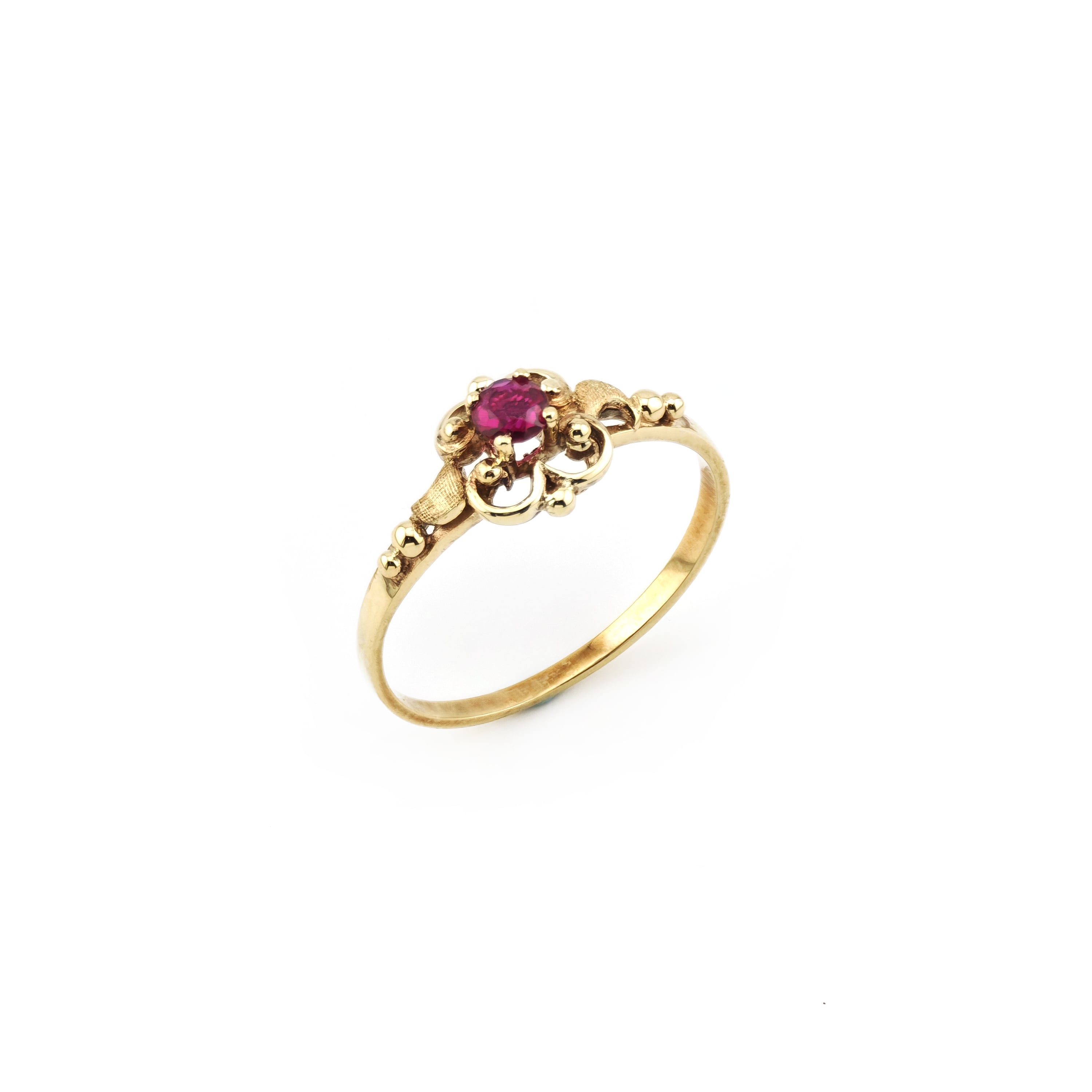 Rubin Kleeblatt Ring 585er Gold um 1970