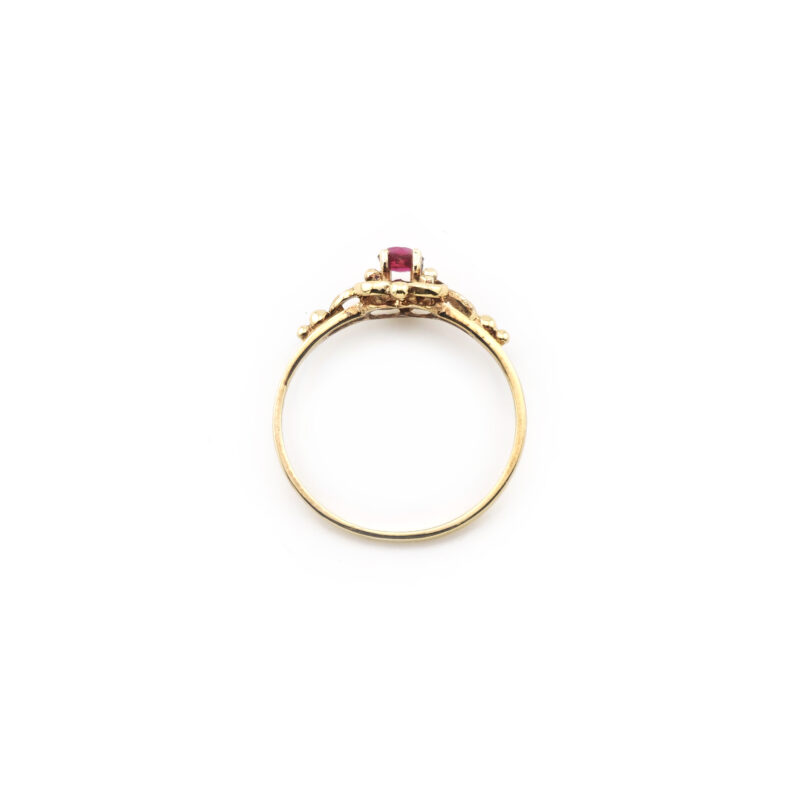 Rubin Kleeblatt Ring 585er Gold um 1970