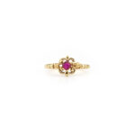 Rubin Kleeblatt Ring 585er Gold um 1970
