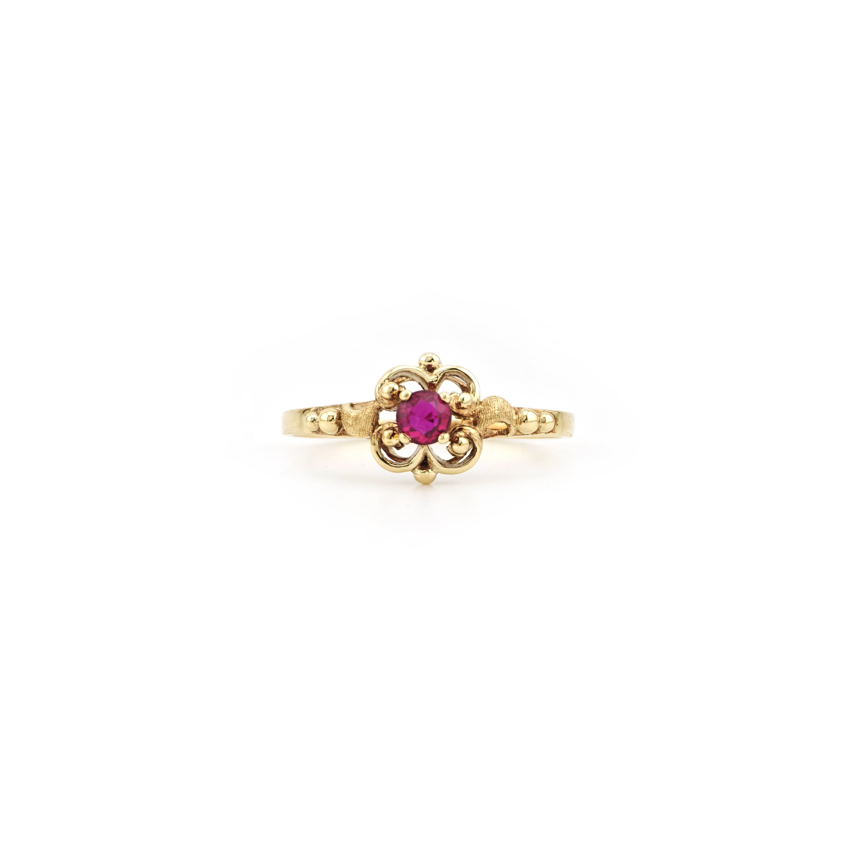 Rubin Kleeblatt Ring 585er Gold um 1970 (5)