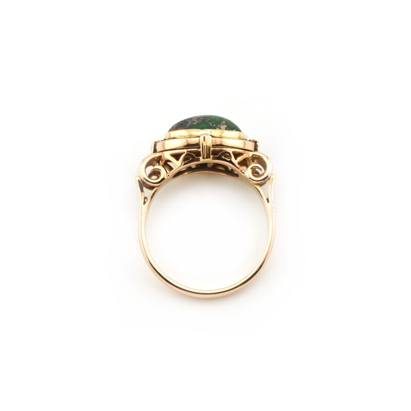 Türkis Cabochon Ring 585er Gold Etruscan Stil