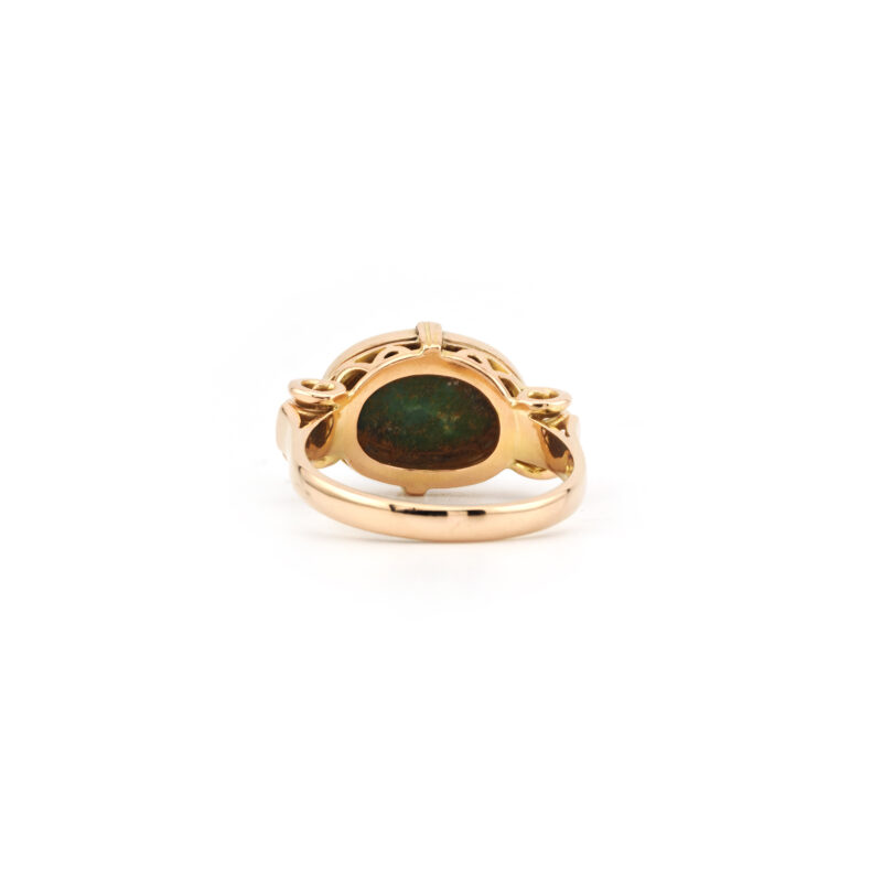 Türkis Cabochon Ring 585er Gold Etruscan Stil
