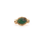 Türkis Cabochon Ring 585er Gold Etruscan Stil