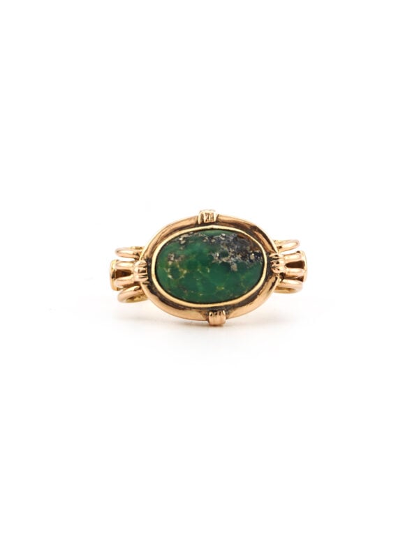 Türkis Cabochon Ring 585er Gold Etruscan Stil (5)