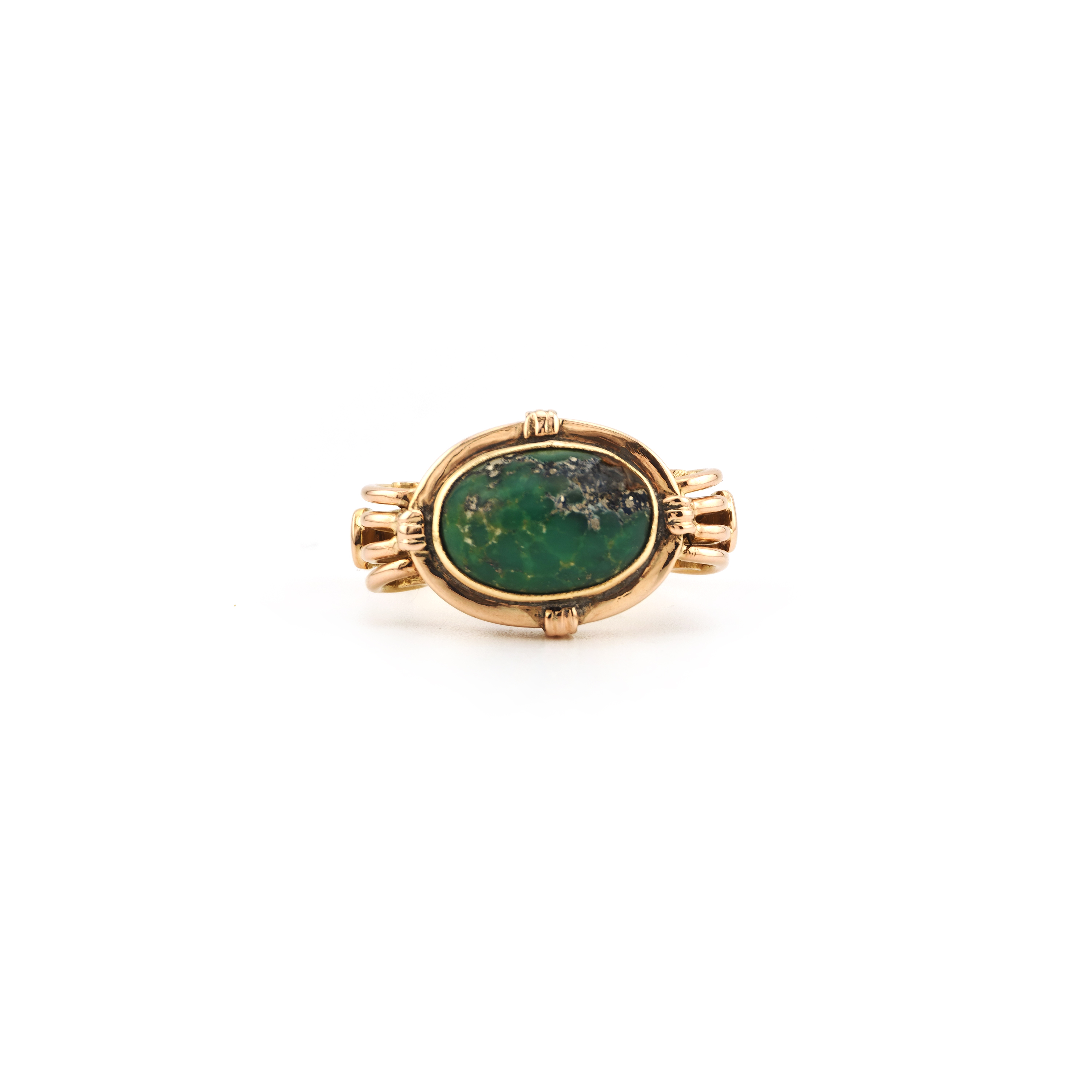 Türkis Cabochon Ring 585er Gold Etruscan Stil (5)