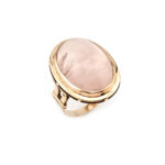 Vintage Ring mit Rosenquarz Cabochon in Gold