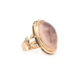 Vintage Ring mit Rosenquarz Cabochon in Gold