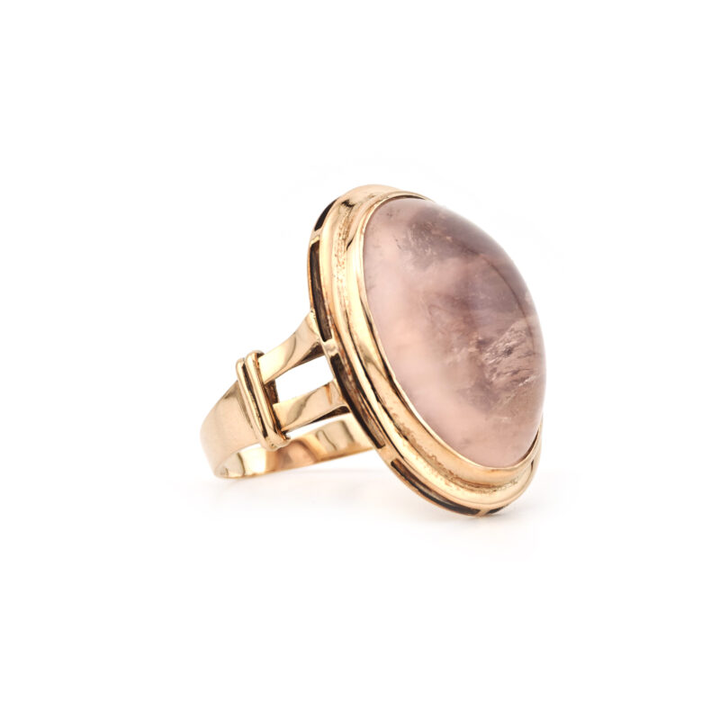 Vintage Ring mit Rosenquarz Cabochon in Gold 3 Vintage Ring mit Rosenquarz Cabochon in Gold