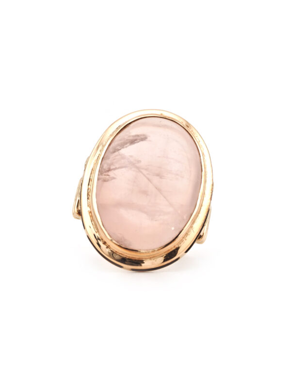 Vintage Ring mit Rosenquarz Cabochon in Gold (5)