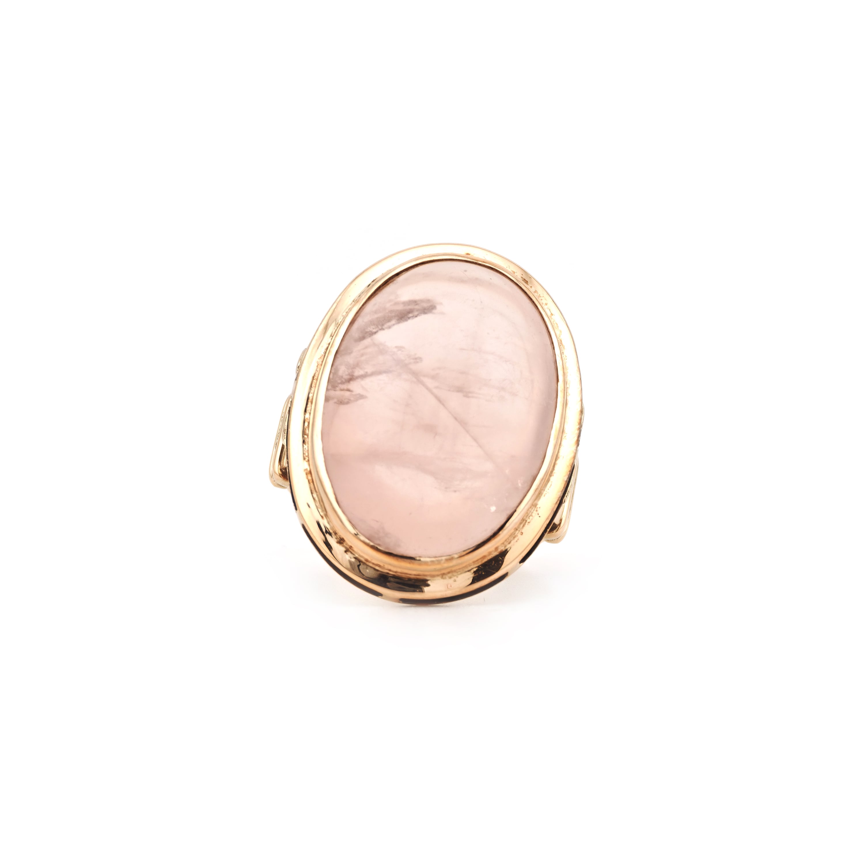 Vintage Ring mit Rosenquarz Cabochon in Gold (5)
