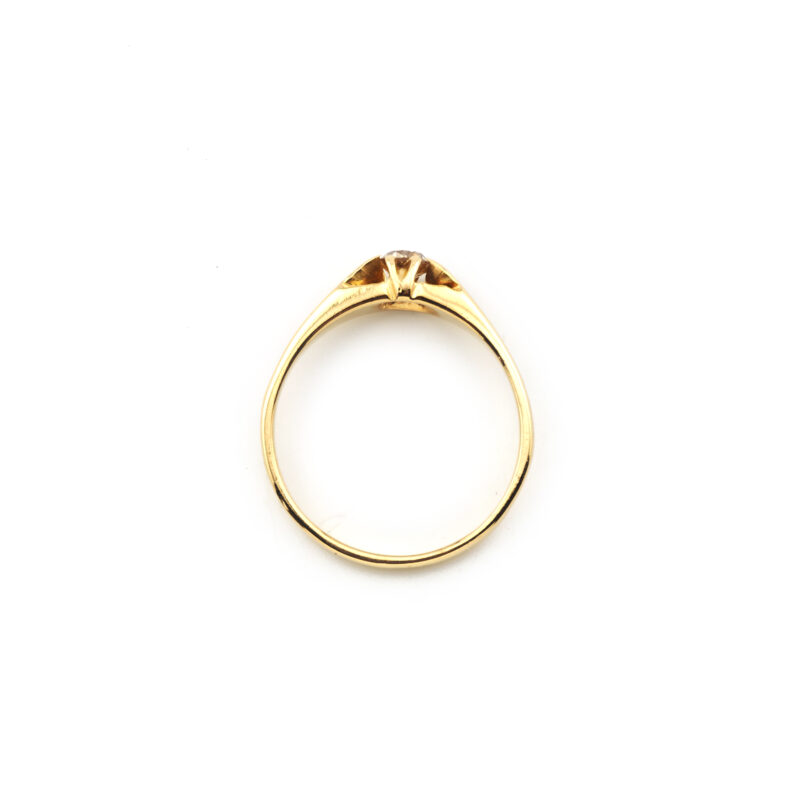 Altschliff Solitär Ring England um 1990 750er Gold