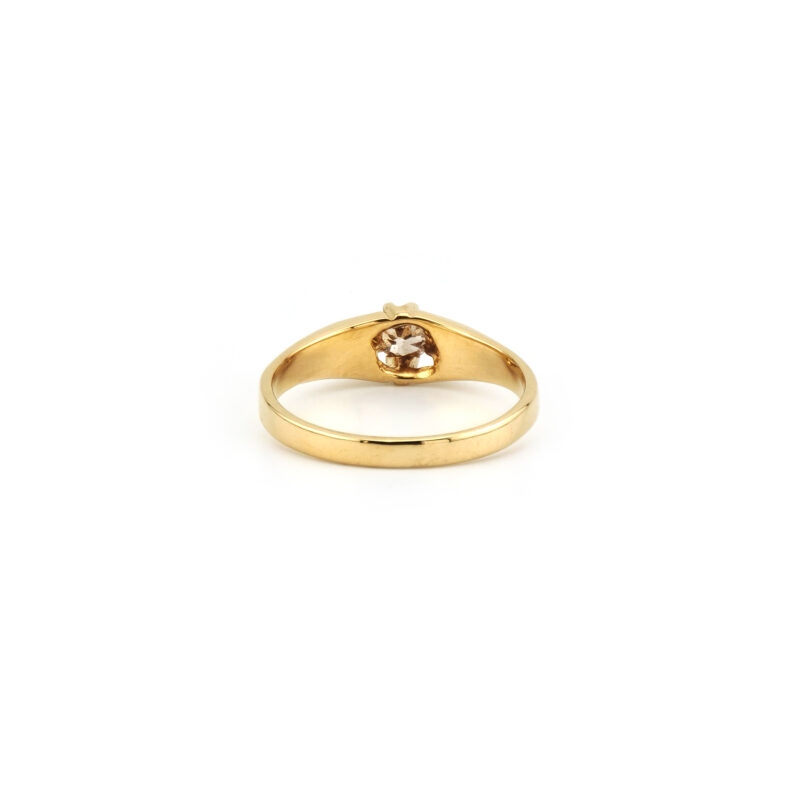 Altschliff Solitär Ring England um 1990 750er Gold