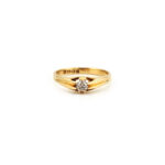 Altschliff Solitär Ring England um 1990 750er Gold
