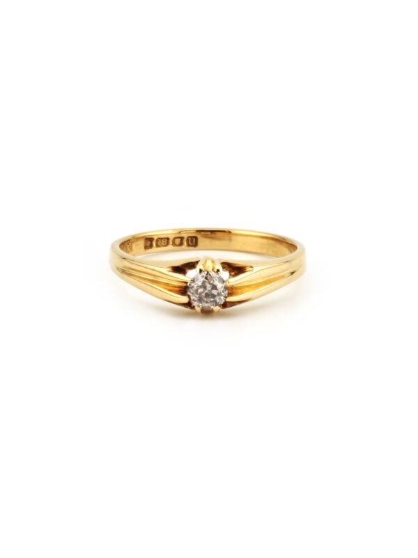 Altschliff Solitär Ring England um 1990 750er Gold (5)