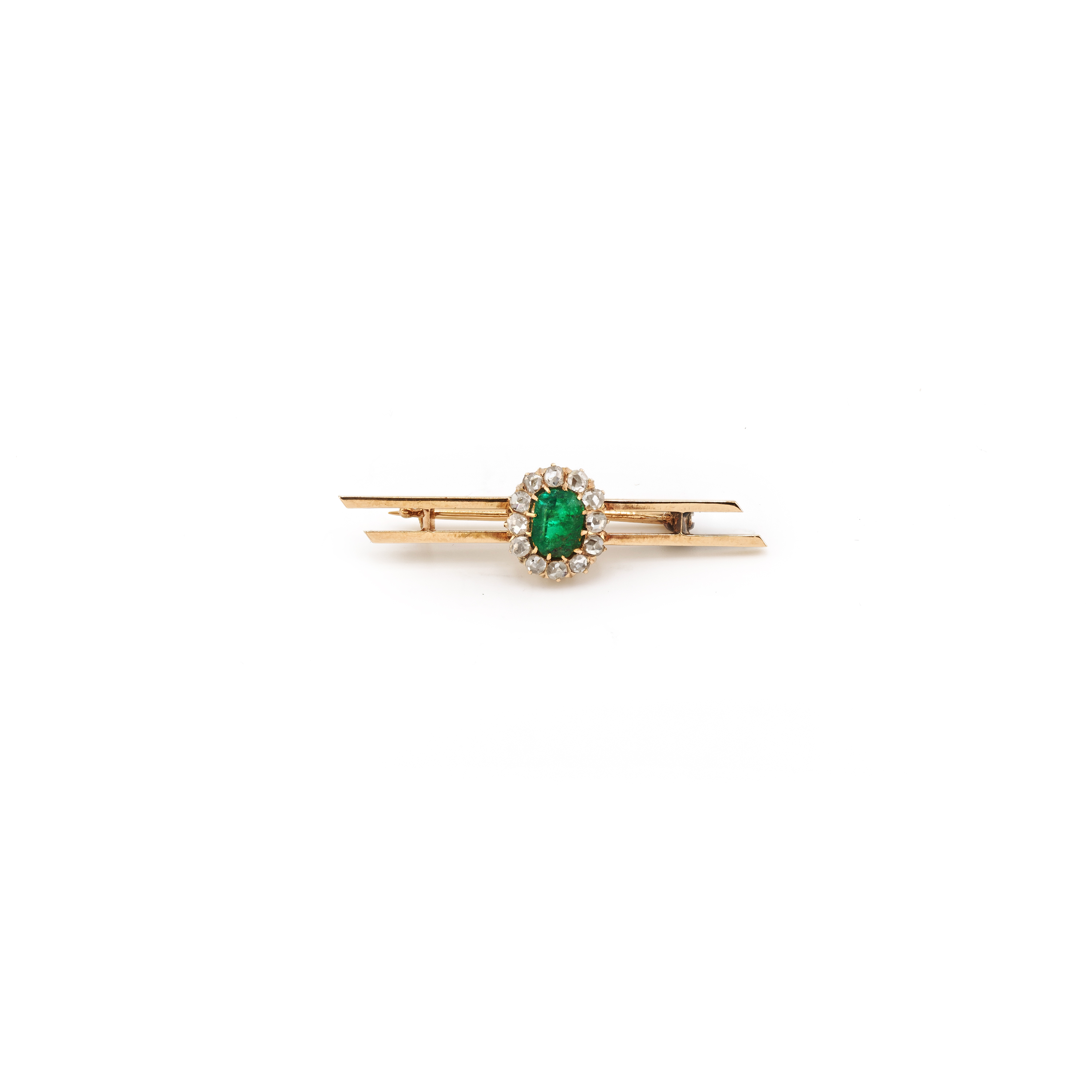 Home Juwelier Göze 25 Antike Balkenbrosche mit Smaragd & Dia. um 1890