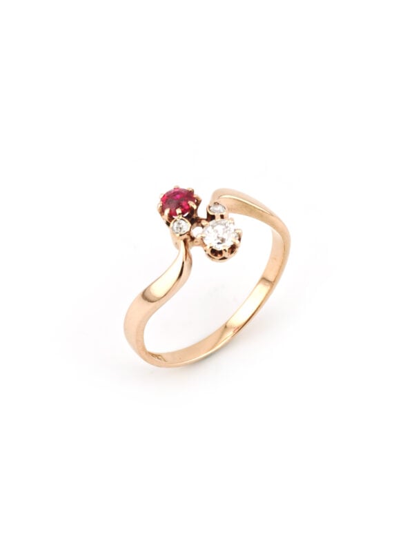 Antiker „Toi et Moi“ Rubin Diamant Ring um 1910