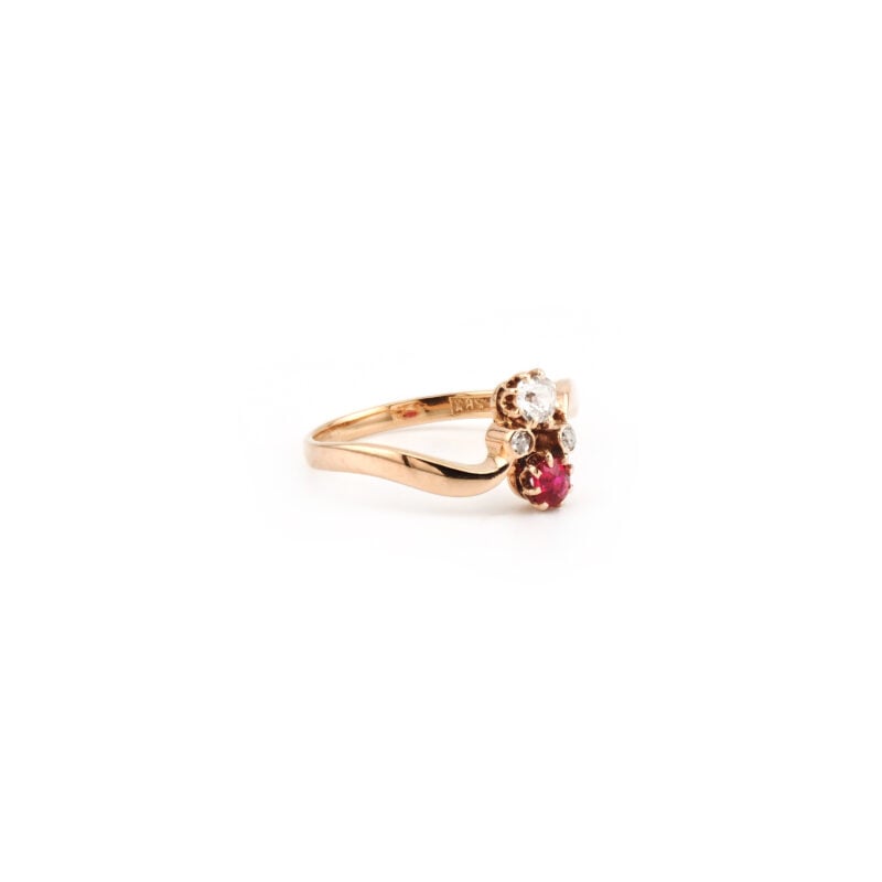 Antiker „Toi et Moi“ Rubin Diamant Ring um 1910