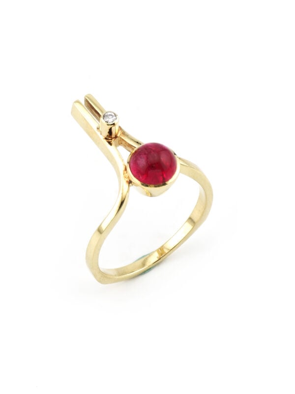 Designer Turmalin Ring mit Diamant 585er Gold