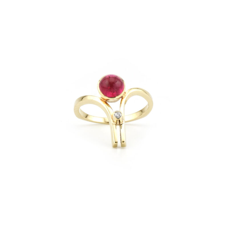Designer Turmalin Ring mit Diamant 585er Gold 2 Designer Turmalin Ring mit Diamant 585er Gold