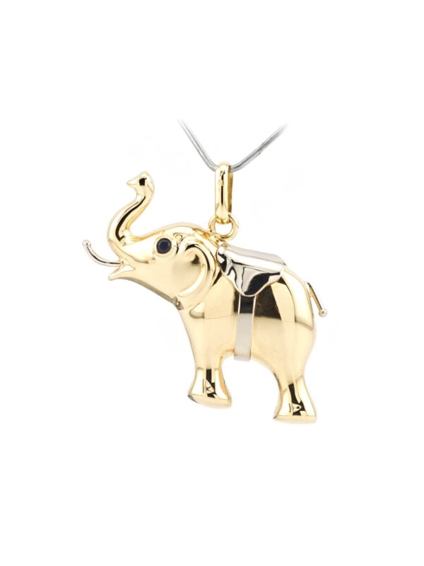 Elefant Anhänger 585er Gold mit Saphir Augen