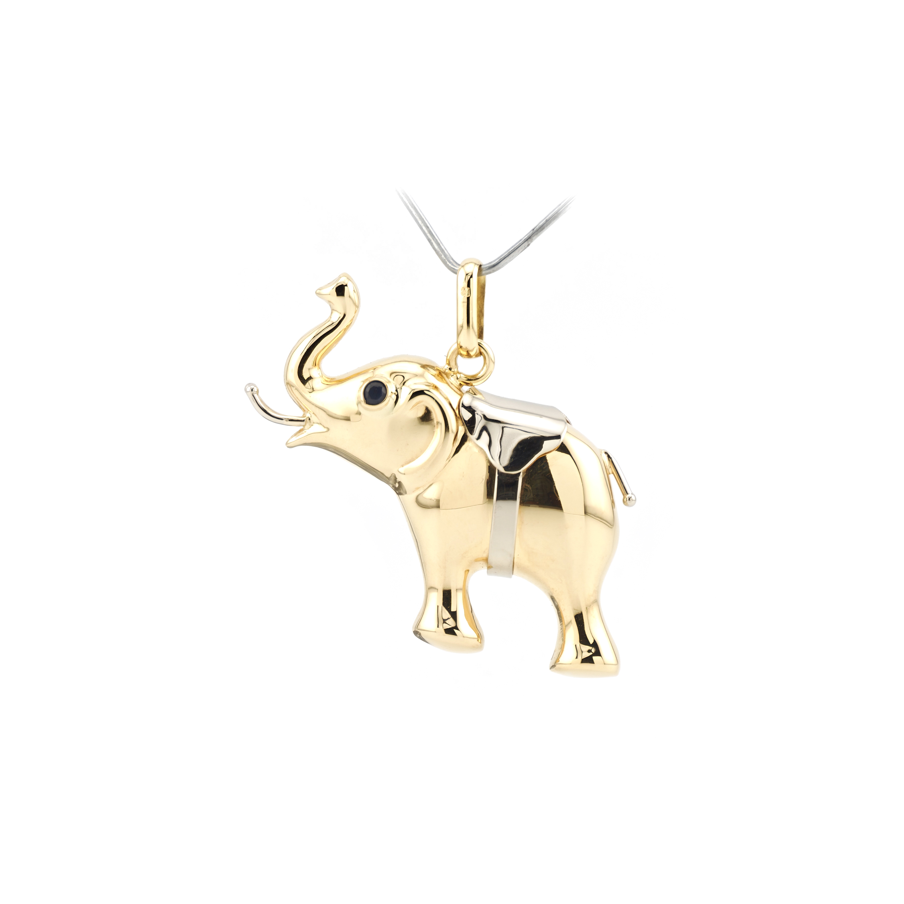 Elefant Anhänger 585er Gold mit Saphir Augen