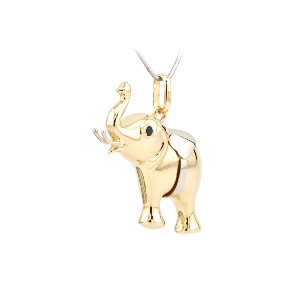 Elefant Anhänger 585er Gold mit Saphir Augen (4)