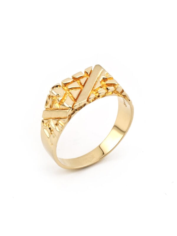 Formstarker Nugget Herrenring aus 585 Gold