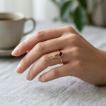 Designer Turmalin Ring mit Diamant 585er Gold
