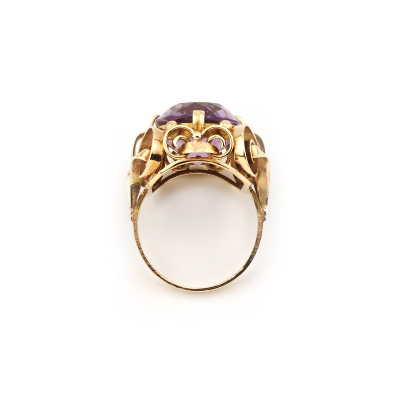 Mid Century Cocktailring 585er Gold mit Amethyst