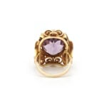 Mid Century Cocktailring 585er Gold mit Amethyst
