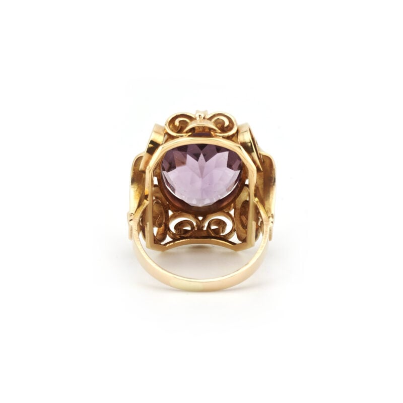 Mid Century Cocktailring 585er Gold mit Amethyst