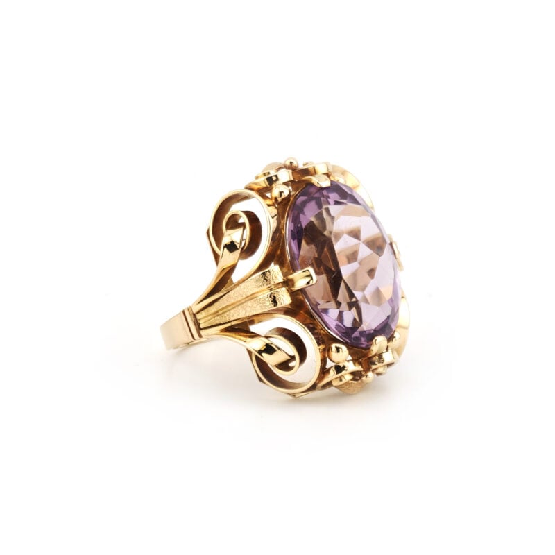 Mid Century Cocktailring 585er Gold mit Amethyst