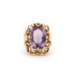 Mid Century Cocktailring 585er Gold mit Amethyst