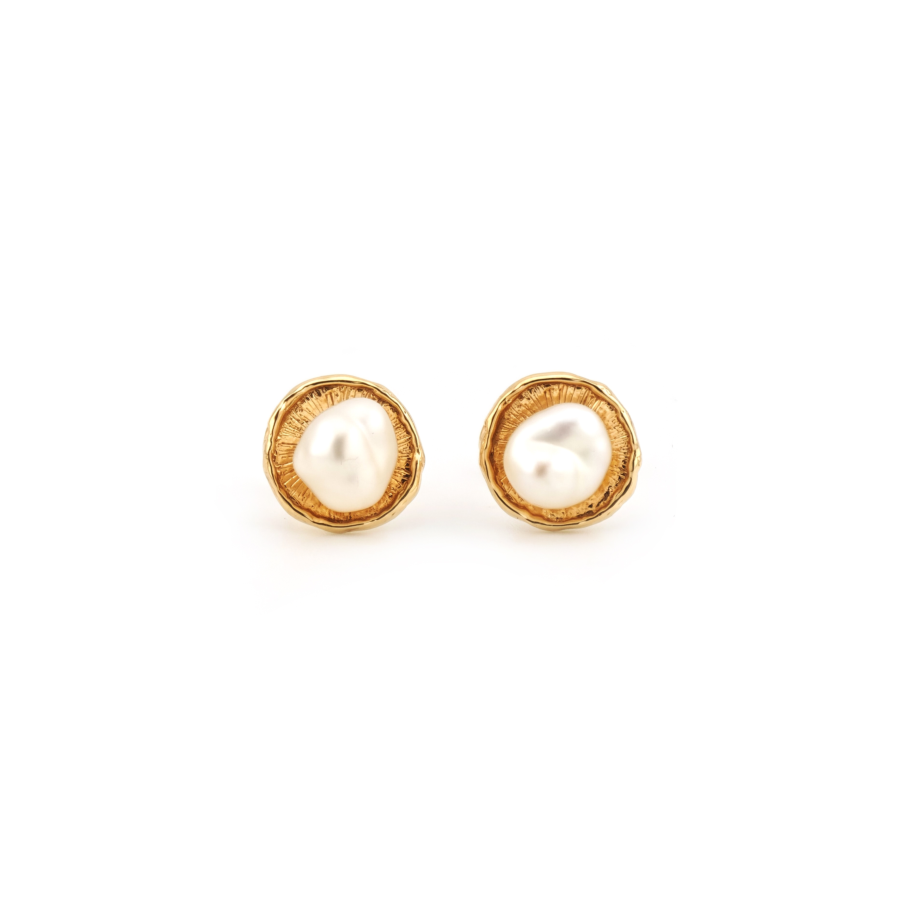 Home Juwelier Göze 21 Perlen Ohrstecker organisches Design 585er Gold