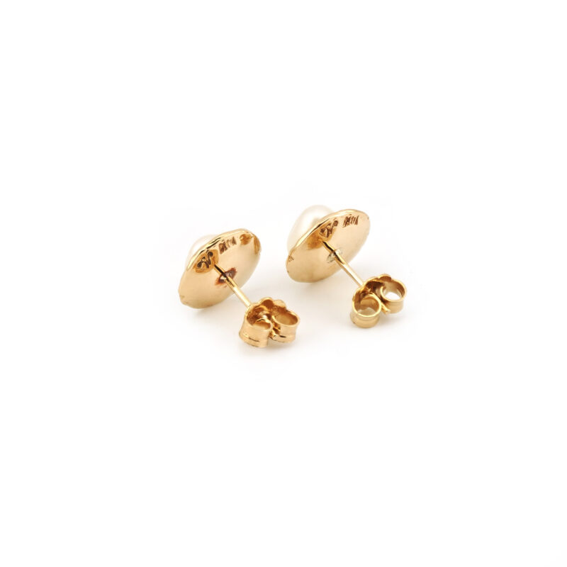 Perlen Ohrstecker organisches Design 585er Gold 3 Perlen Ohrstecker organisches Design 585er Gold