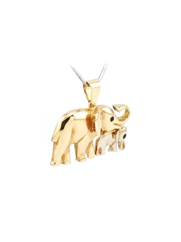Zauberhafter Elefanten Familie Anhänger 585er Gold (4)