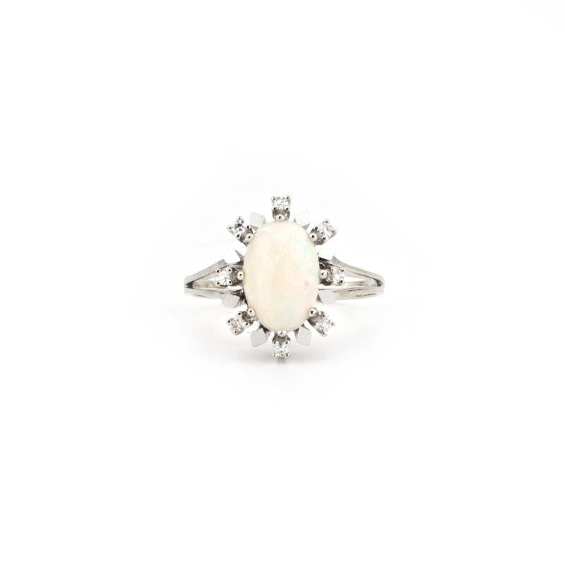 Edelopal Cabochon Diamantring 585er Gold