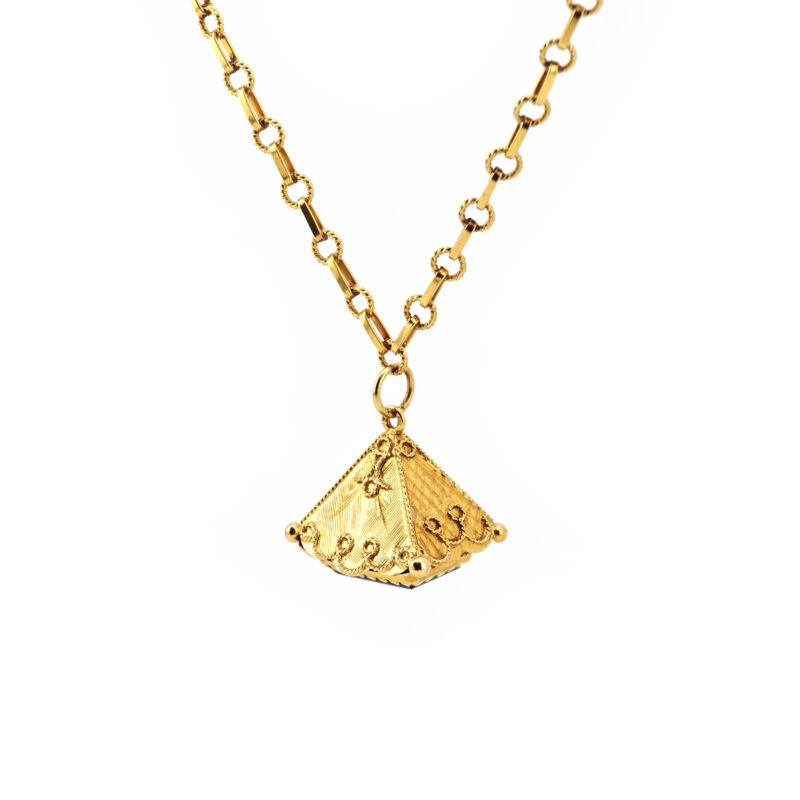 Ital. Vintage Kette mit Rauchquarz Anhänger 750er