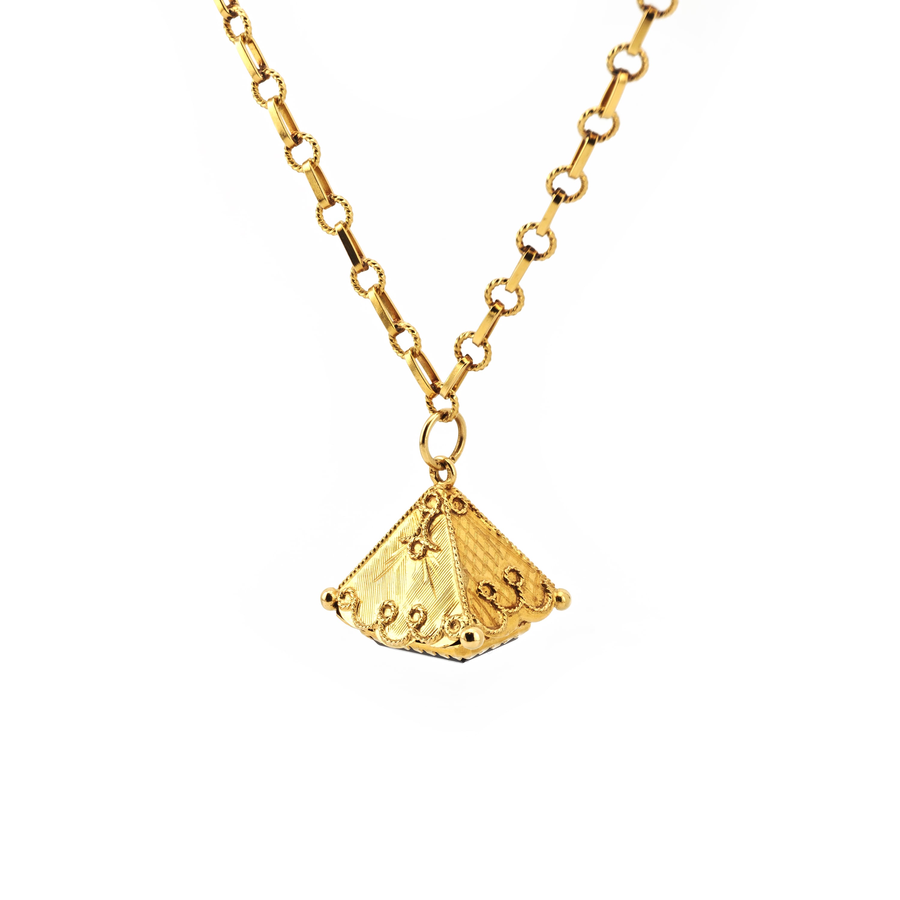 Ital. Vintage Kette mit Rauchquarz Anhänger 750er