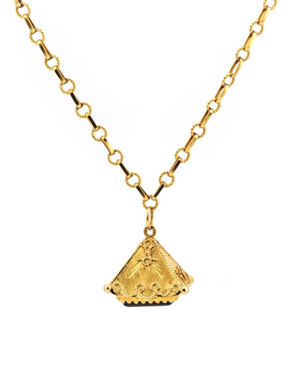 Ital. Vintage Kette mit Rauchquarz Anhänger 750er (2)