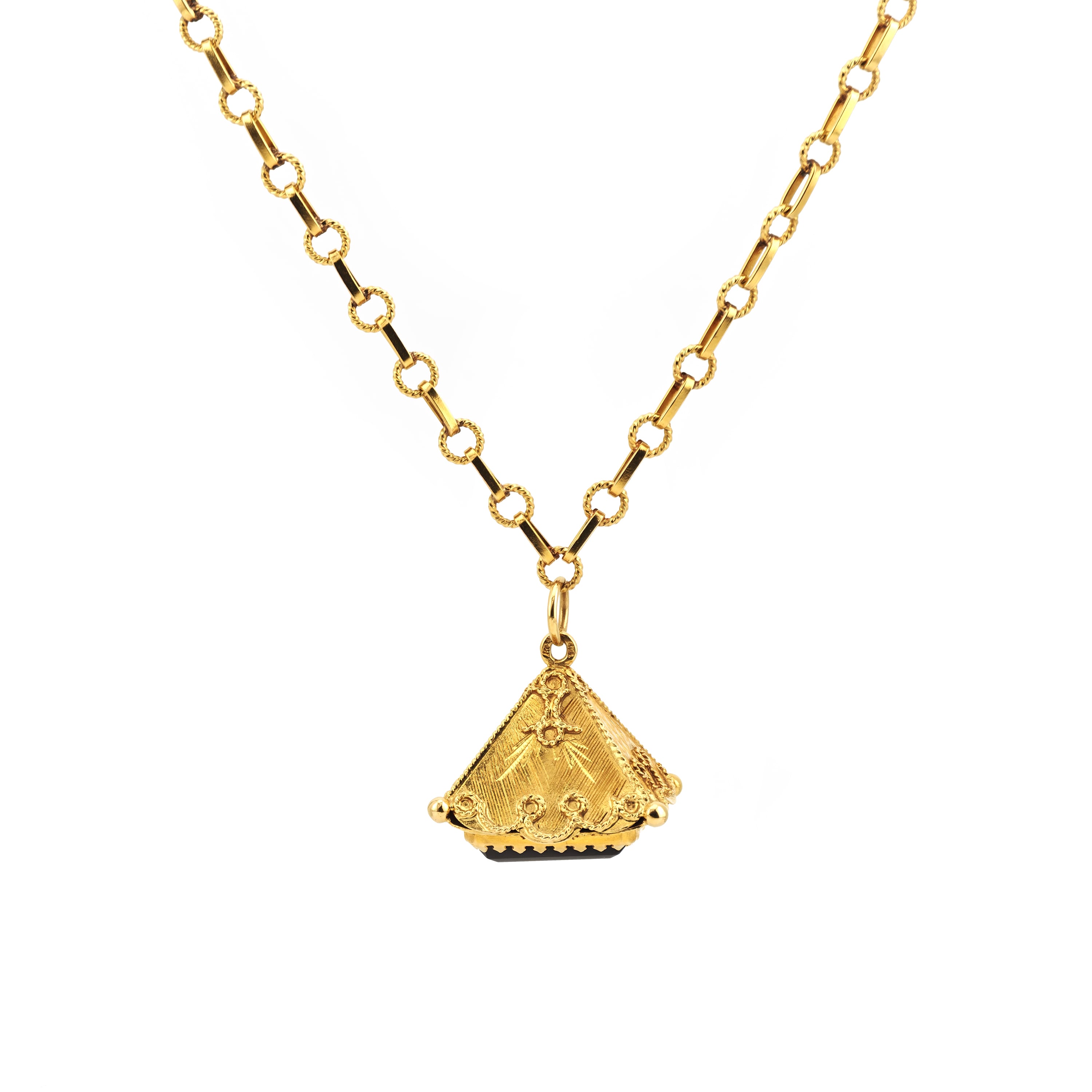 Ital. Vintage Kette mit Rauchquarz Anhänger 750er (2)