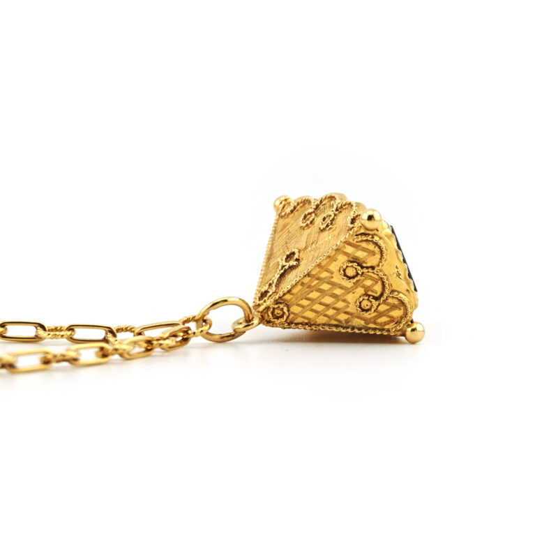 Ital. Vintage Kette mit Rauchquarz Anhänger 750er