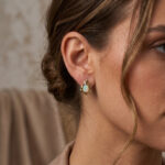 Tropfenform Opal Ohrstecker mit Diamant 585er Gold