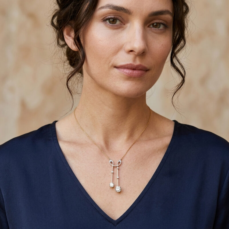 Antikes Negligé Collier aus 585er Gold & Platin