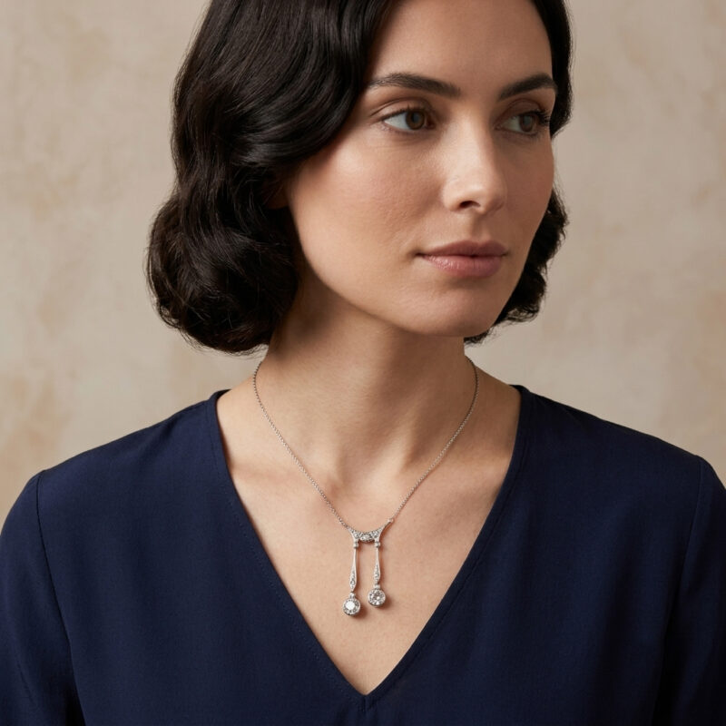 Antikes Belle-Époque Negligé-Collier aus 585 Gold